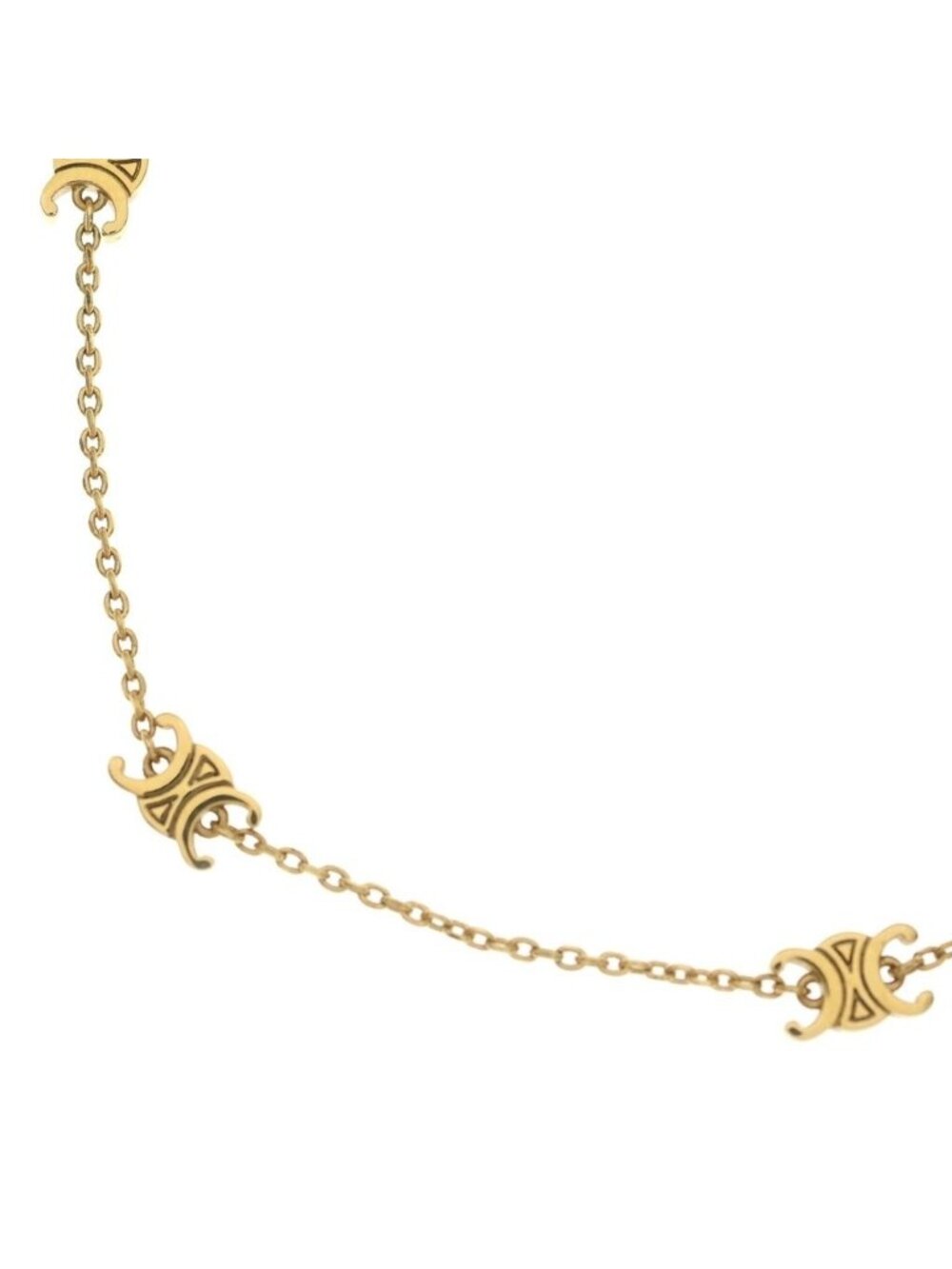 Celine Mini Triomphe Pendant Chain Gold Plated Necklace